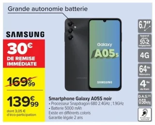 Smartphone Galaxy A05S noir Samsung