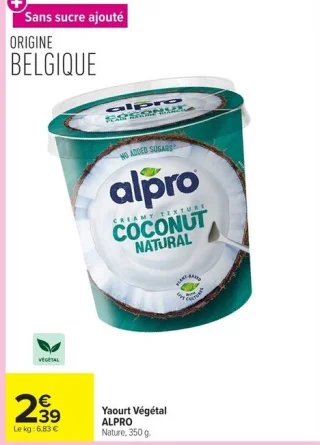 Yaourt Végétal ALPRO Nature, 350 g.