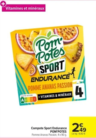 Compote Sport Endurance POM'POTES Pomme Ananas Passion