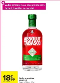 Vodka aromatisée ABSOLUT Tabasco, 38% vol., 70 cl.