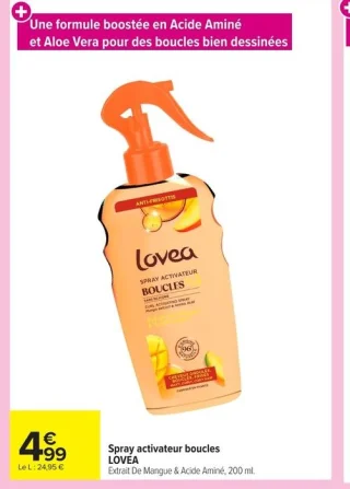 Spray activateur boucles LOVEA Extrait De Mangue & Acide Aminé