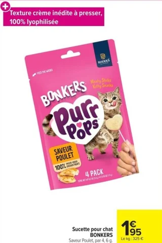 Sucette pour chat BONKERS Saveur Poulet