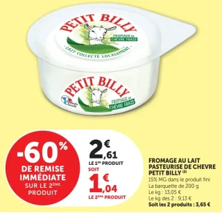 Fromage au lait pasteurisé de chèvre Petit Billy