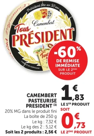 Camembert pasteurisé Président