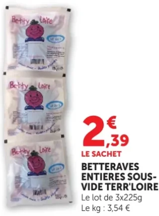 Betteraves entières sous-vide Terr'Loire