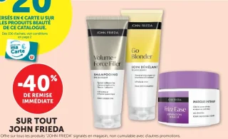 Gamme capillaire John Frieda (Shampooing, Soin démêlant, Masque)