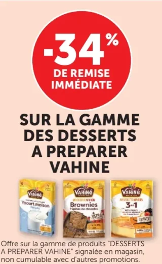 Gamme des desserts à préparer Vahiné