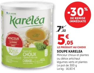 Soupe Karelea Minceur choux et plantes ou détox artichaut légumes verts et plantes