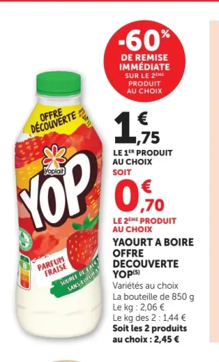 Yoplait Yop Yaourt à boire parfum fraise
