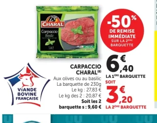 Carpaccio Charal aux olives ou au basilic