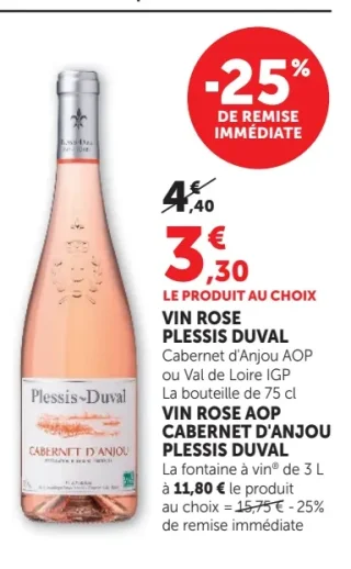 Vin Rosé Plessis Duval Cabernet d'Anjou AOP ou Val de Loire IGP