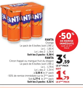 Fanta Orange ou Citron frappé ou mangue fruit du dragon