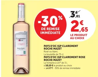 Pays d'Oc IGP Clairement Roche Mazet Rosé ou blanc