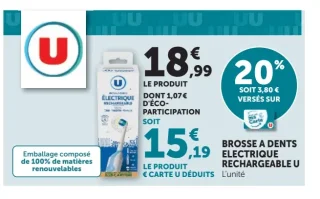 BROSSE A DENTS ELECTRIQUE RECHARGEABLE U