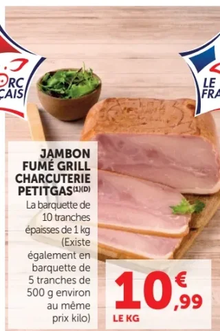 Jambon fumé grill charcuterie Petitgas