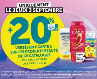 Produits Beauté (Pages 2 à 13) - Offre +20% Versés sur Carte U