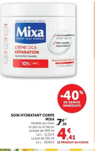 Soin hydratant corps Mixa