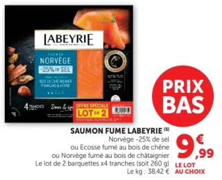 Saumon Fumé Labeyrie Norvège -25% de sel