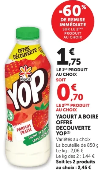 YAOURT A BOIRE OFFRE DECOUVERTE YOP Yoplait