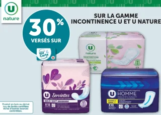 Gamme incontinence U et U Nature (Serviettes, Protections absorbantes Homme)