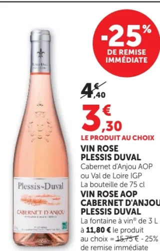 Vin rosé Cabernet d'Anjou AOP Plessis Duval
