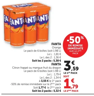 Fanta Orange / Citron frappé / mangue fruit du dragon