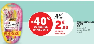 Rasoirs jetables femme Bic Miss soleil x8 ou pure 3 lady x16