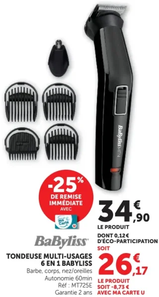 Tondeuse multi-usages 6 en 1 BaByliss MT725E