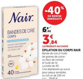 Epilation du Corps Nair Bandes de Cire