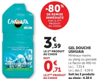 Gel Douche Ushuaïa Minéraux marins ou ylang ou grenade