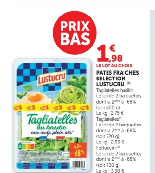 Pâtes fraîches Sélection Lustucru Tagliatelles au basilic