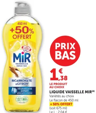Liquide vaisselle Mir Bicarbonate & Citron