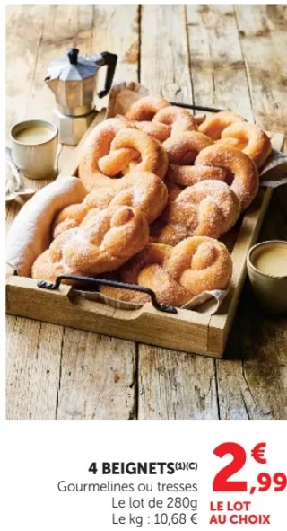 4 BEIGNETS Gourmelines ou tresses