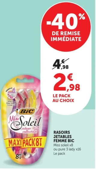 Rasoirs jetables femme Bic Miss Soleil colour collection