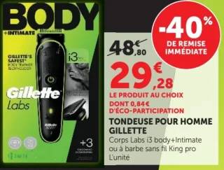 Tondeuse pour homme Gillette Labs i3 body+Intimate ou à barbe sans fil King pro