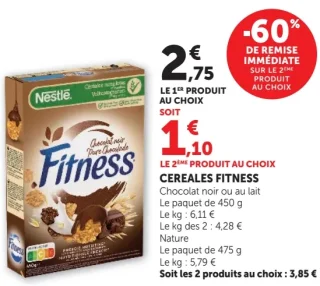 Cereales Fitness Nestlé Chocolat noir, au lait ou Nature