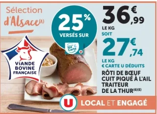 Rôti de bœuf cuit piqué à l'ail Traiteur de la Thur
