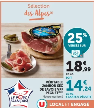Véritable jambon sec de Savoie VPF Peguet