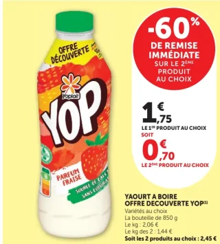 Yaourt à Boire Offre Découverte YOP Yoplait