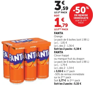 Fanta Orange ou Citron frappé ou mangue fruit du dragon
