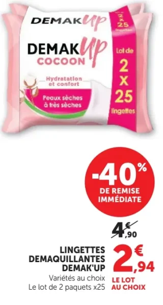 Lingettes démaquillantes Demak'up Cocoon / varietées au choix