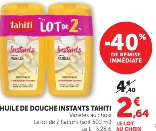 HUILE DE DOUCHE INSTANTS TAHITI Variétés au choix (Lot de 2)