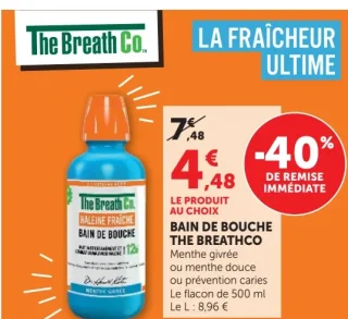 Bain de bouche The Breath Co. Haleine fraîche ou menthe douce ou prévention caries