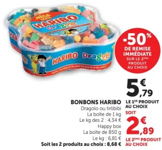 Bonbons Haribo Dragolo ou tirlibibi ou Happy box