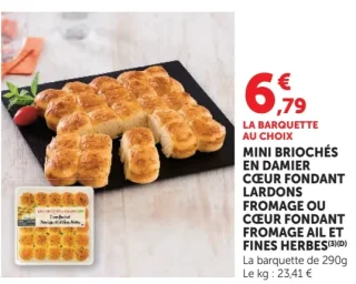 MINI BRIOCHÉS EN DAMIER CŒUR FONDANT LARDONS FROMAGE OU CŒUR FONDANT FROMAGE AIL ET FINES HERBES