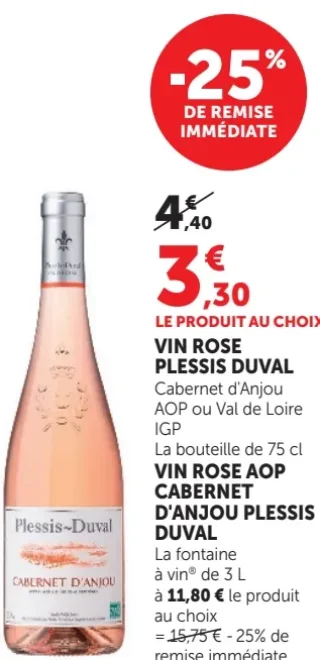 Vin rosé Plessis Duval Cabernet d'Anjou AOP