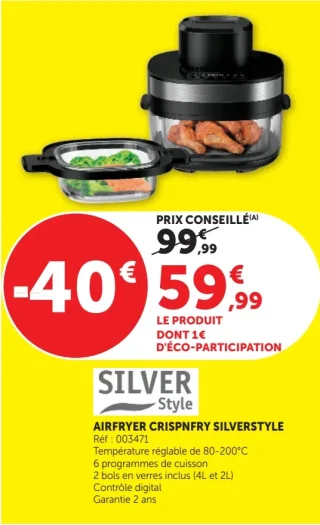AIRFRYER CRISPNFRY SILVERSTYLE Réf : 003471