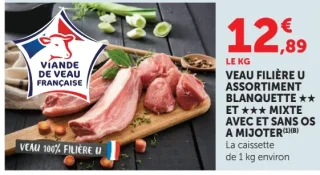 Assortiment blanquette et mixte avec et sans os à mijoter Veau Filière U