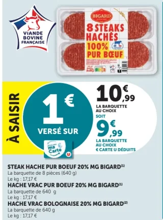 Steak haché pur boeuf 20% MG Bigard
