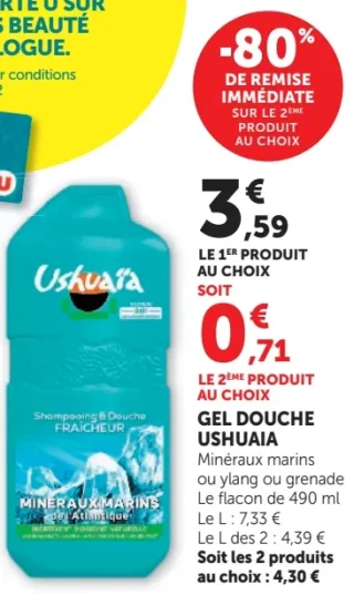 GEL DOUCHE USHUAÏA Minéraux marins ou ylang ou grenade